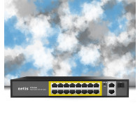 Netis P116GH, 16 Port Fast Ethernet PoE Switch/802.3at/af,2*Gigabit uplink